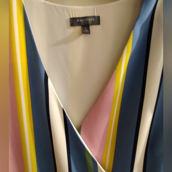 Madison Dresses & Skirts - Like new! Madison multicolored striped faux wrap dress Size XL